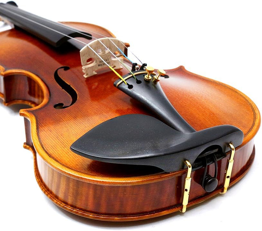 4/4 Full Size Flame Maple 4 String Acoustic Violin Spruce Top Ebony Fittings Solid Wood,Case,Bow,Rosin,Battery-Operated Mini Clip-On Tunerkit,Briage,Shoulder Rest for Beginner. (Fine Grain)