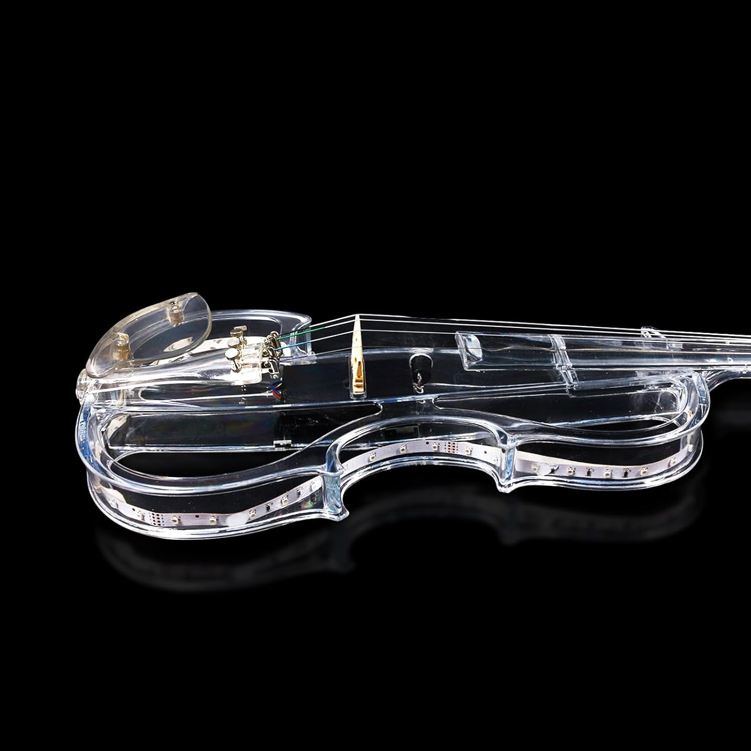 Electric Violin 4/4 Full Size Transparent Acrylic Body Led Light Three Colors Led Bow Case Transparent Violin Shoulder Rest Extra Strings for Beginner