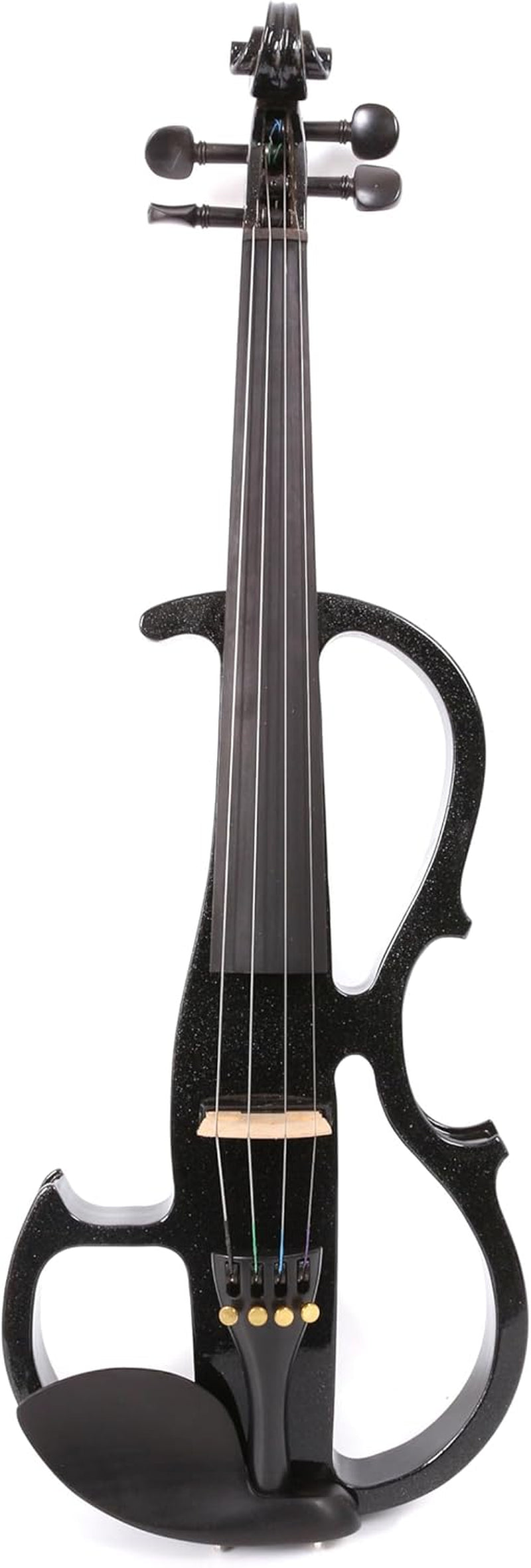 16Inch Silent Electric Viola Solid Wood 4 String with Ebony Fittings&Hard Case& Brazilwood Bow&Aux Cable&Cleaning Cloth Black