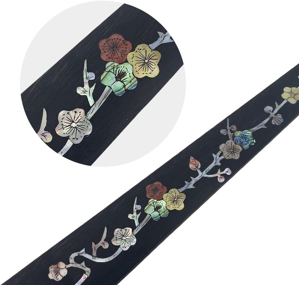 Yinfente Violin Fingerboard 4/4 Full Size Indonesia Ebony Violin Fretboard With Beautiful Pearl Flower Inlay Violin Parts