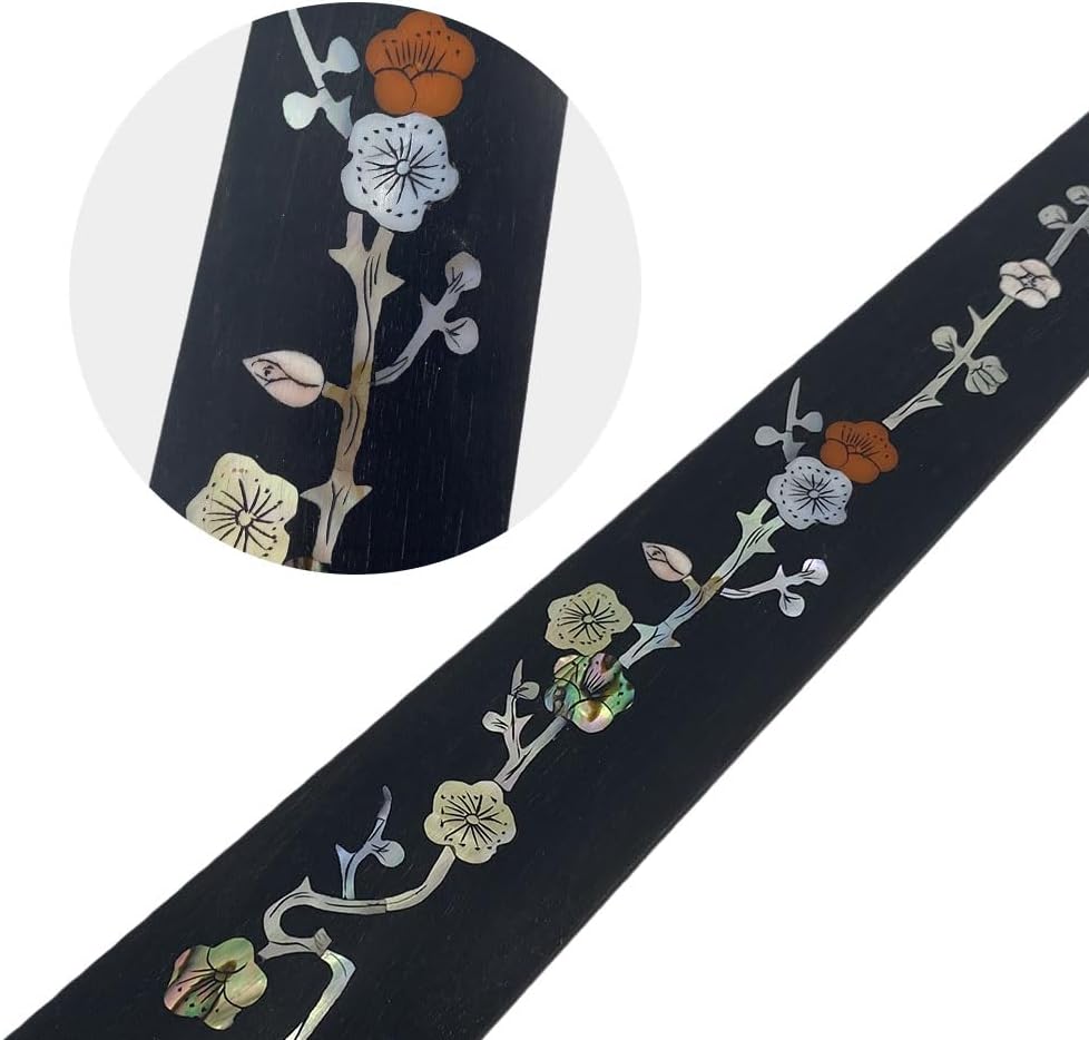 Yinfente Violin Fingerboard 4/4 Full Size Indonesia Ebony Violin Fretboard With Beautiful Pearl Flower Inlay Violin Parts