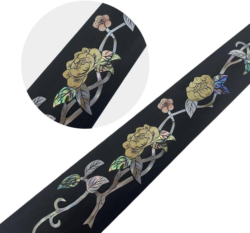 Yinfente Violin Fingerboard 4/4 Full Size Indonesia Ebony Violin Fretboard With Beautiful Pearl Flower Inlay Violin Parts