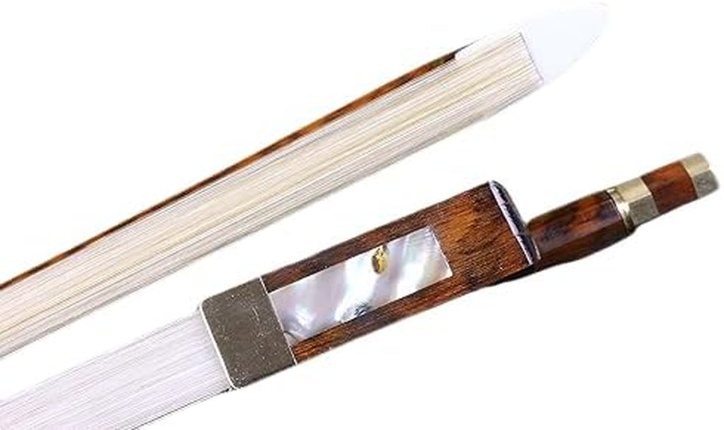 Violin Bow 4/4 Full Size Snakewood with Pearl Eye Natural Bow Hair Pernambuco Level, Stiff & Well Balanced,Violin Bow Full Size for Violinists & Fiddlers of All Skill Levels