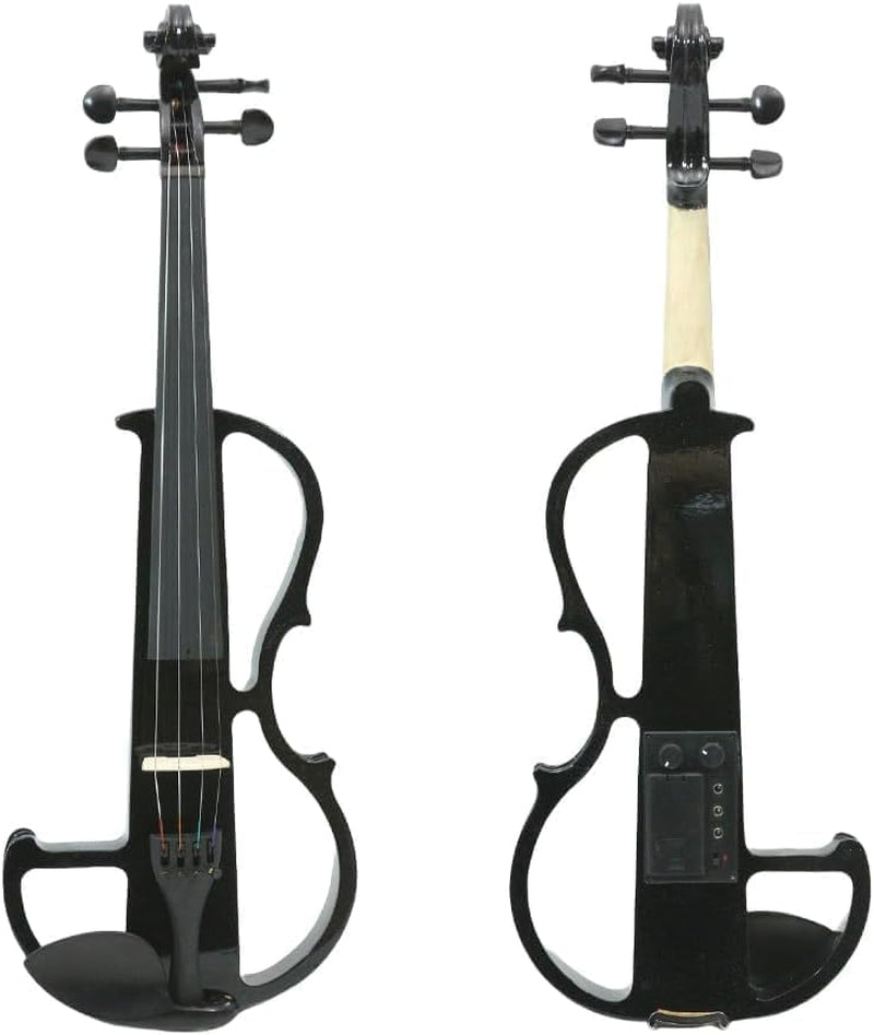 Electric Violin 4/4 Full Size Silent 4 String Student Beginner Violin Ebony Fittings with Case Bow Shoulder Rest Rosin Cable Headphone