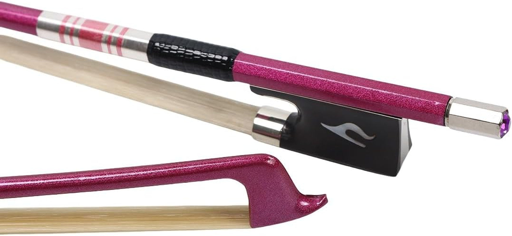 4/4 Full Size Carbon Fiber Violin Bow Natural White Mongolian Horse Hair, Ebony Frog with Nice Inlay,Bow Head with Diamond 74Cm 60G Good Flexibility/Well Balance (Pink)