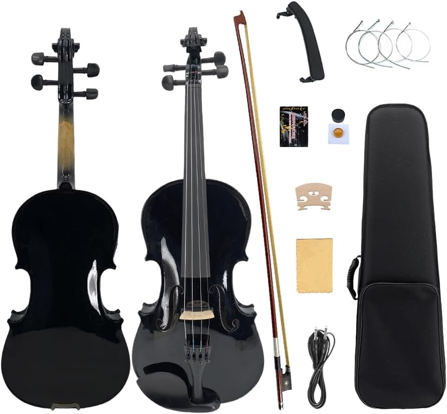 Acoustic Violin Electric Violin 4/4 Full Size Violin 4 String Maple Spruce for Student,Violin for Beginners Violin Case,Brazilwood Bow,Cable,Cleaning Cloth,Rosin