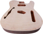 Semi Hollow Electric Guitar Body Mahogany H-S/H Pickup Flame Maple Veneer, Handcrafteg Guitar Replacement Unfinished DIY (H-S Pickup)
