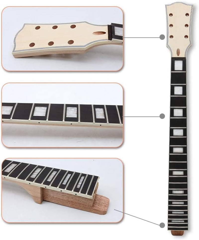 DIY Guitar Kit with Mahogany with Flame Maple Veneer Body Mahogany Neck with Rosewood Fretboard 6 String DIY Electric Guitar Kit with All Components to Build Your Own Guitar