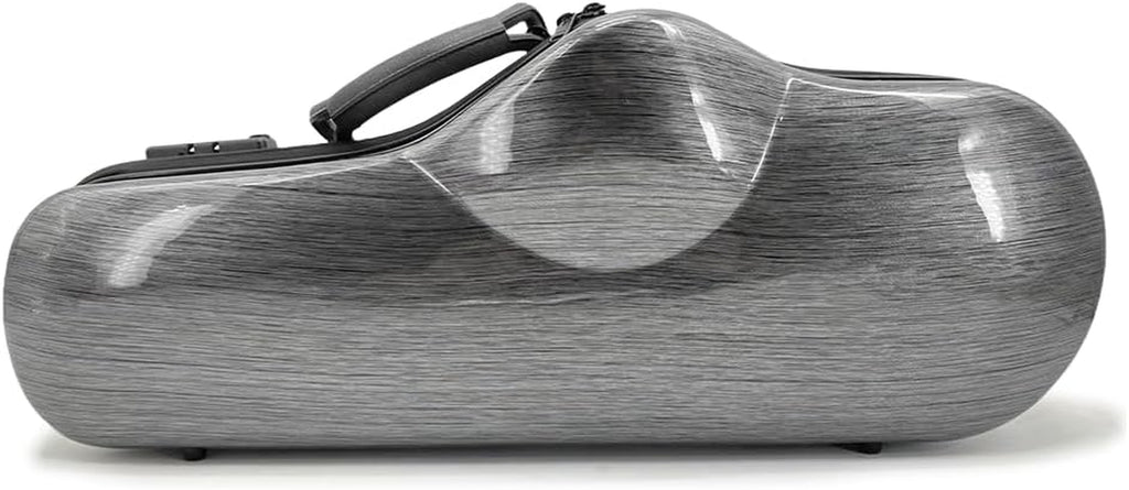 Composite Carbon Fiber Alto Saxophone Case - Lightweight, Durable, and Water-Resistant Protective Hard Case for Alto Sax with Comfortable Shoulder Strap and Plush Interior (Grey)