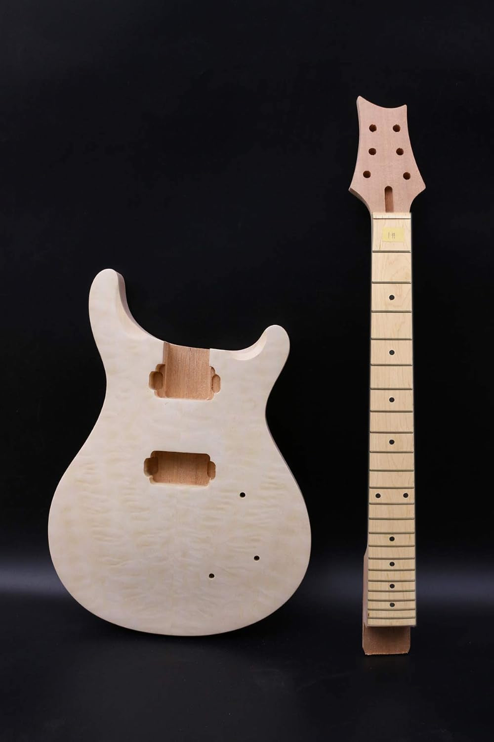 1Set Guitar Kit Guitar Neck 22Fret Quilted Maple Cap Guitar Body Mahogany Dot Inlay Maple Fretboard DIY Guitar