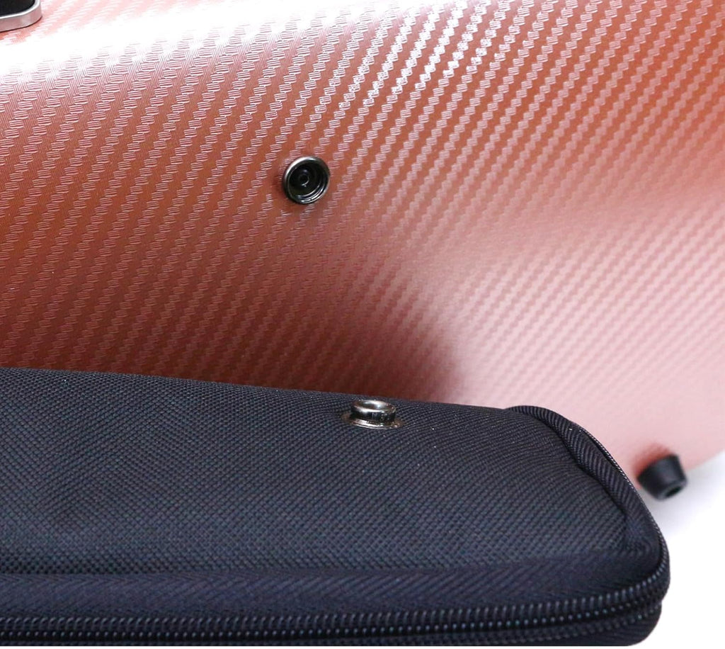 Violin Case 4/4 Full Size Carbon Fiber Oblong 4/4 Violin Case with Music Sheet Bag Adjustable Backstrap Hygrometer Lightweight & Portable