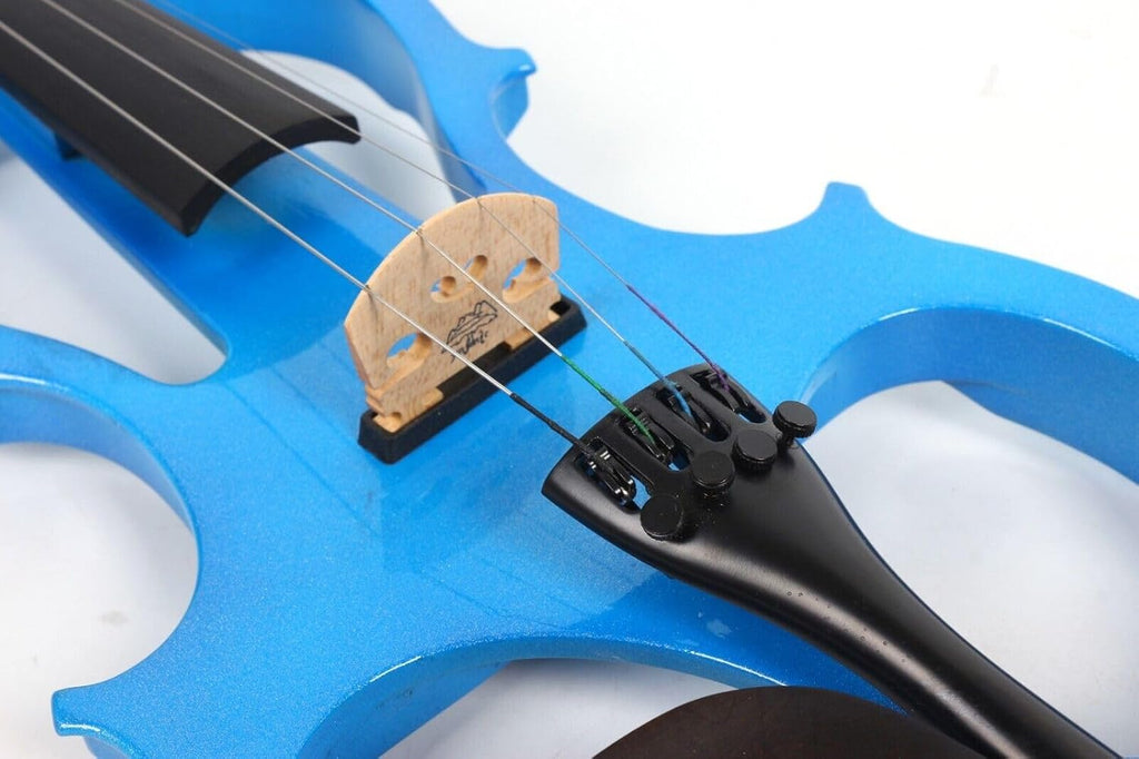 Yinfente Electric Violin Blue 4/4 Full Size Solid Wood For Beginner,Adult,4 String Professional,Silent Electric Violins With Ebony Fittings