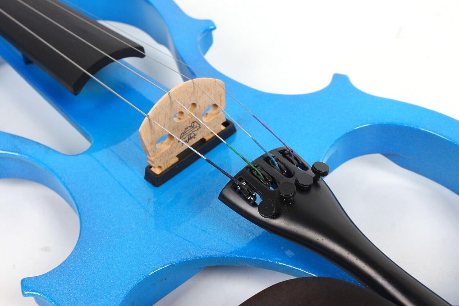 Yinfente Electric Violin Blue 4/4 Full Size Solid Wood For Beginner,Adult,4 String Professional,Silent Electric Violins With Ebony Fittings