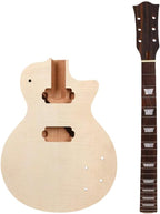 Electric Guitar Kit Guitar Neck 22 Fret Flame Maple Cap Guitar Body Mahogany Maple Rosewood Guitar Fretboard DIY Guitar Set in One Piece Mahogany Wood Guitar
