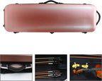 Violin Case 4/4 Full Size Carbon Fiber Oblong 4/4 Violin Case with Music Sheet Bag Adjustable Backstrap Hygrometer Lightweight & Portable