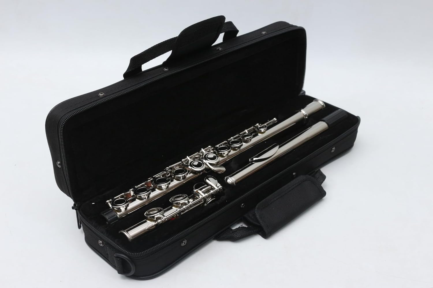 16 Hole C Flute with Gloves, Cleaning Rod, Case, Tuning Key and Extra Reeds - Nickel Silver Body, Closed Hole, for Student and Beginner