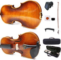 4/4 Full Size Flame Maple 4 String Acoustic Violin Spruce Top Ebony Fittings Solid Wood,Case,Bow,Rosin,Battery-Operated Mini Clip-On Tunerkit,Briage,Shoulder Rest for Beginner. (Fine Grain)