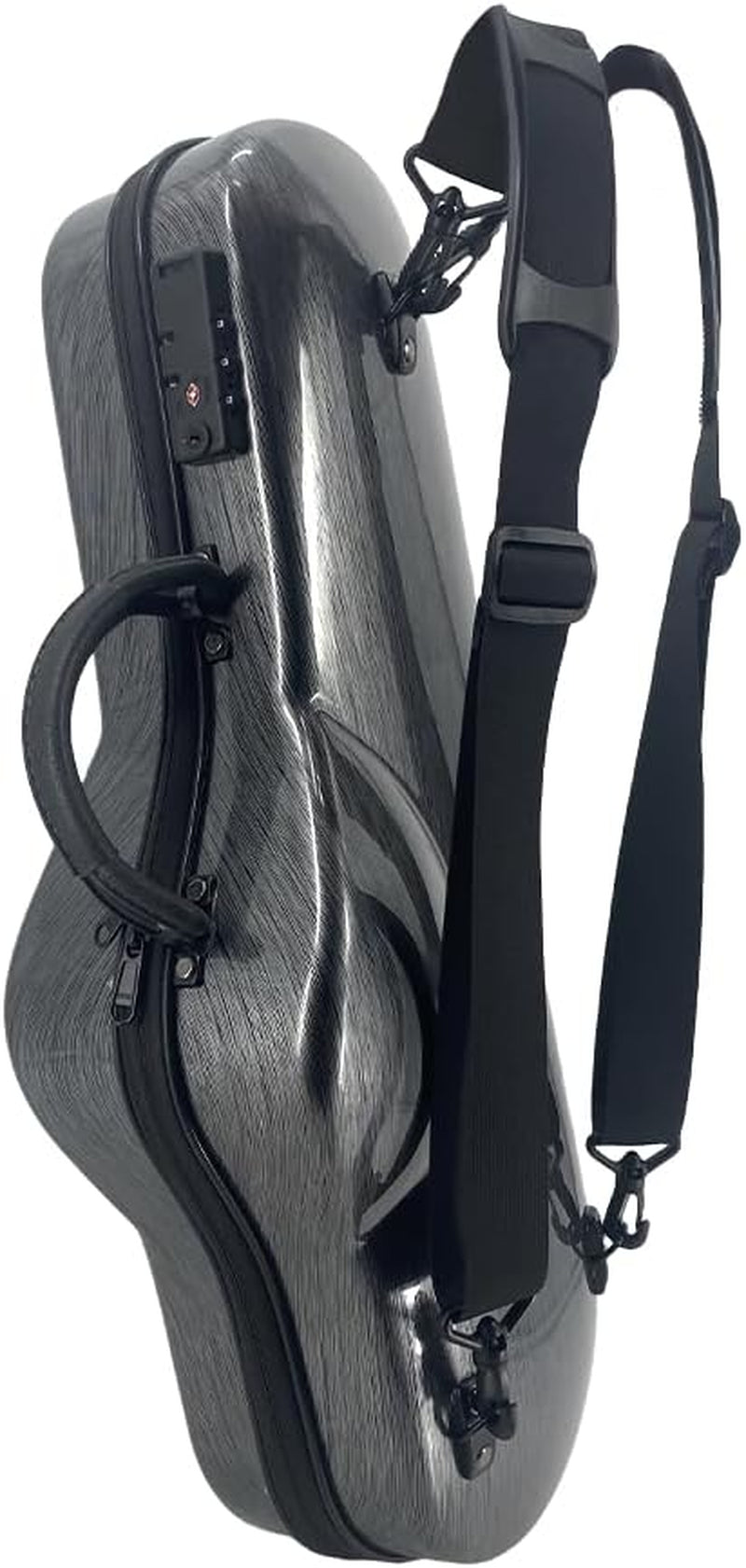 Composite Carbon Fiber Alto Saxophone Case - Lightweight, Durable, and Water-Resistant Protective Hard Case for Alto Sax with Comfortable Shoulder Strap and Plush Interior (Grey)