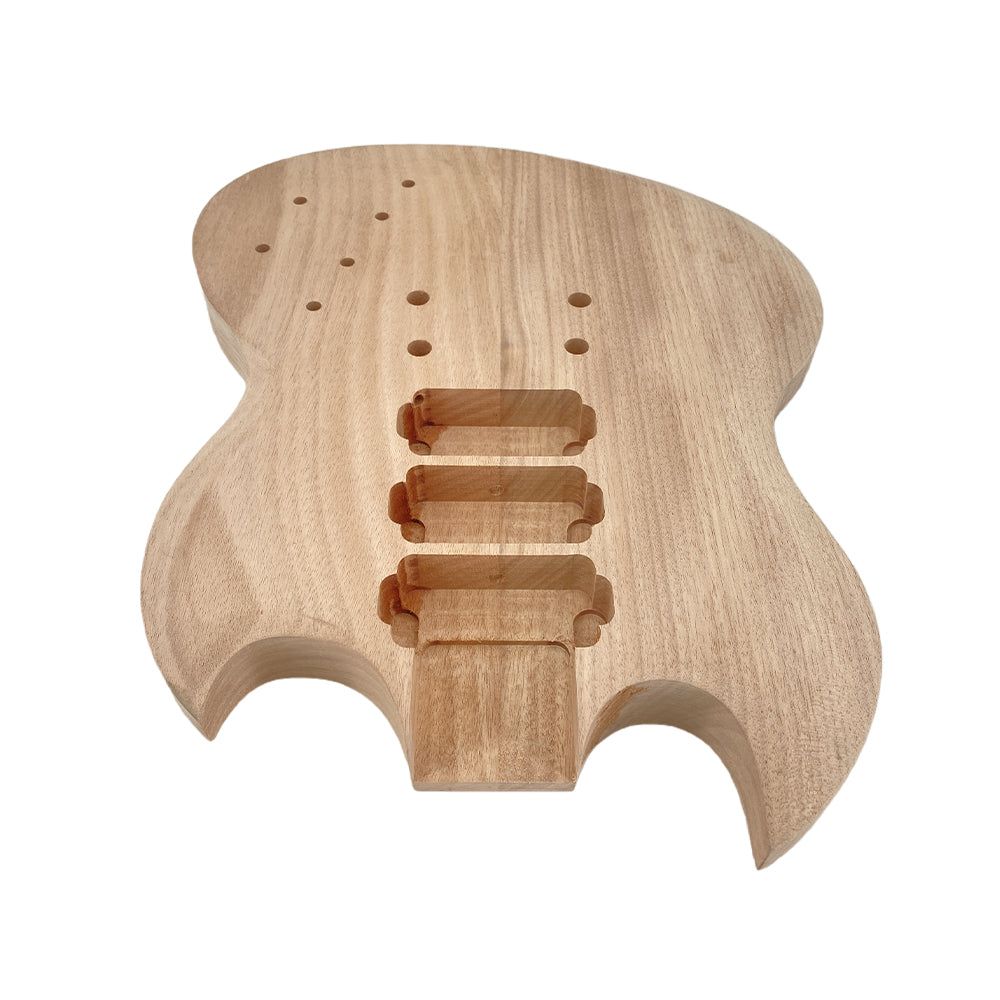 Unfinished Mahogany Electric Guitar Body, Solid Wood DIY Guitar Replacement with HHH Pickup Set in Heel Handcrafted (HHH)