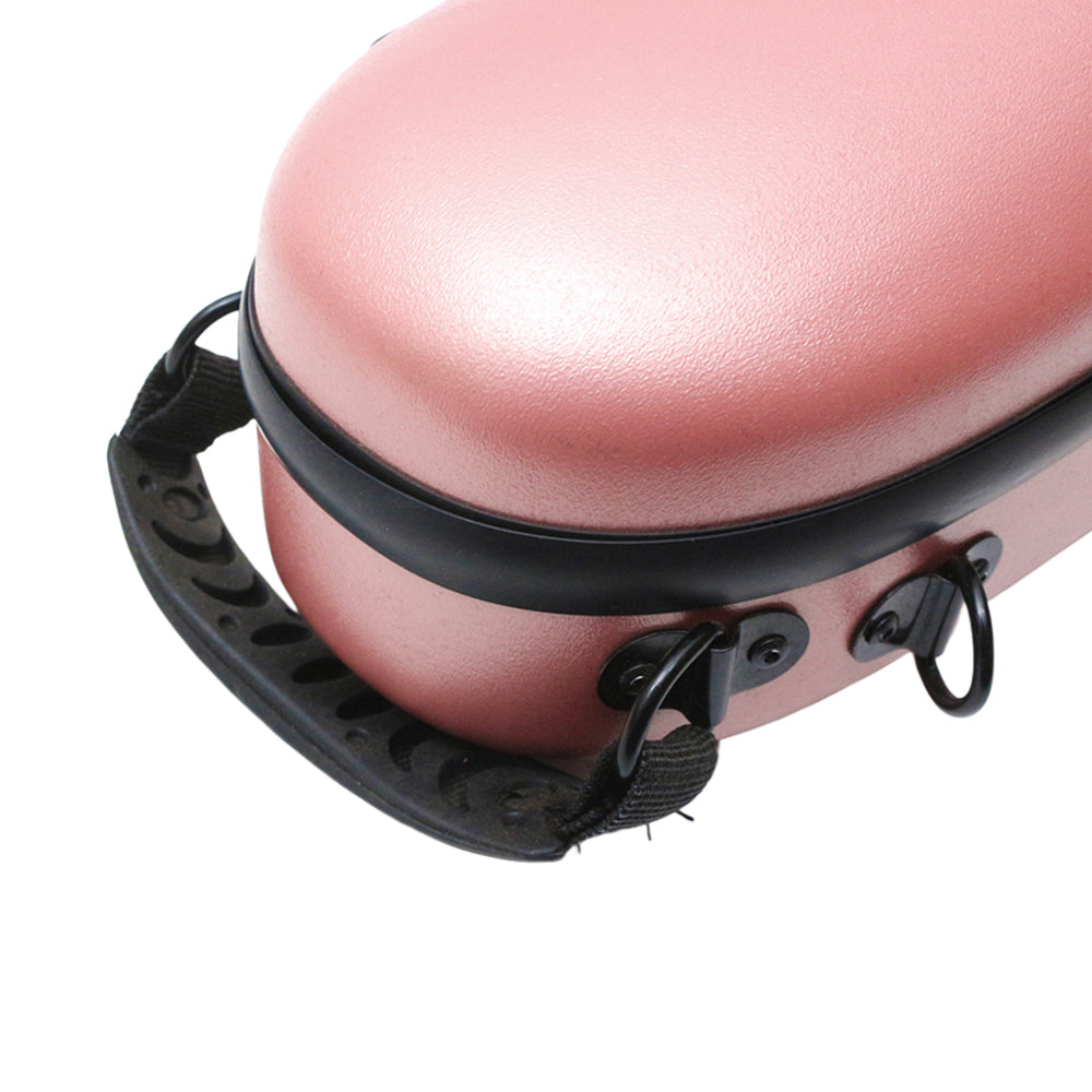 Violin Case 4/4 Hard Shell Carbon Fiber Lightweight Triangle Case with Backstraps External Accessory Storage Bag (Pink)
