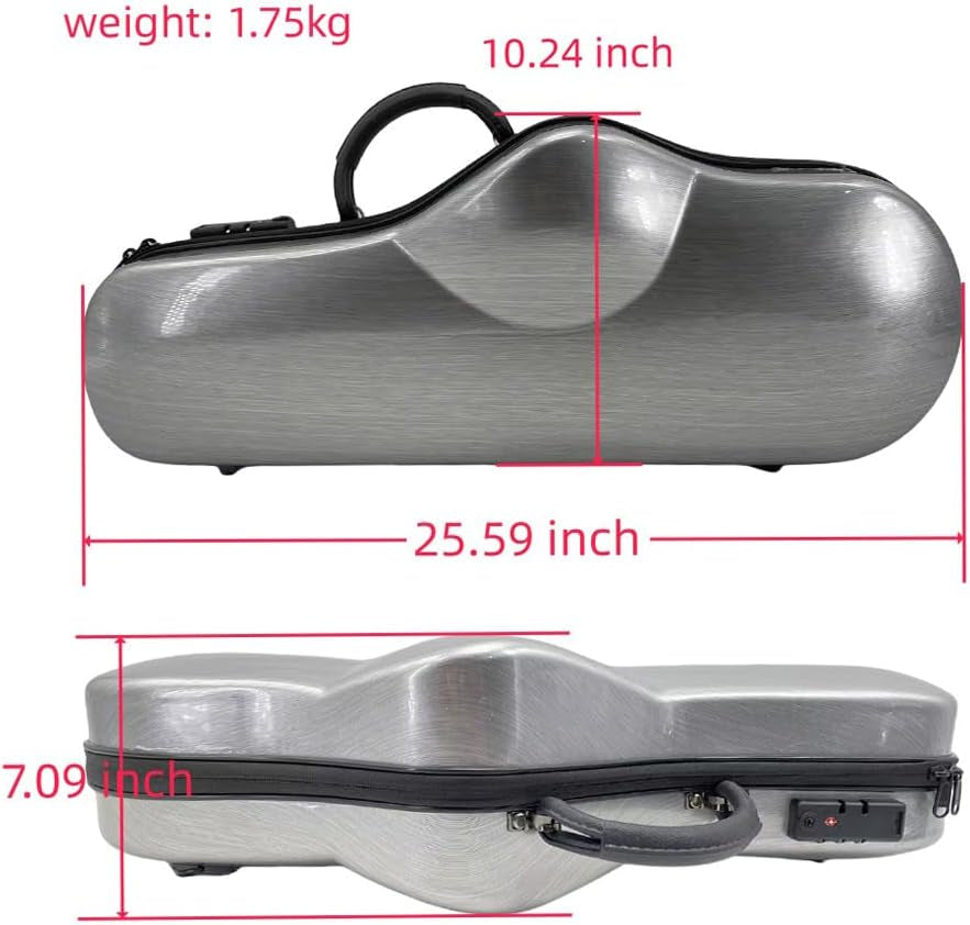 Saxophone Hard Case for Alto Sax with Adjustable Straps,Handle Composite Carbon Fiber Waterproof Silver