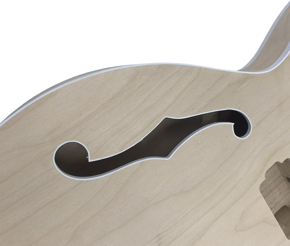 Basswood Electric Guitar Body+ Maple Top with Binding, HH Pickup, 335 Style Unfinished Guitar Part Handcrafted Diy (Arch Body)