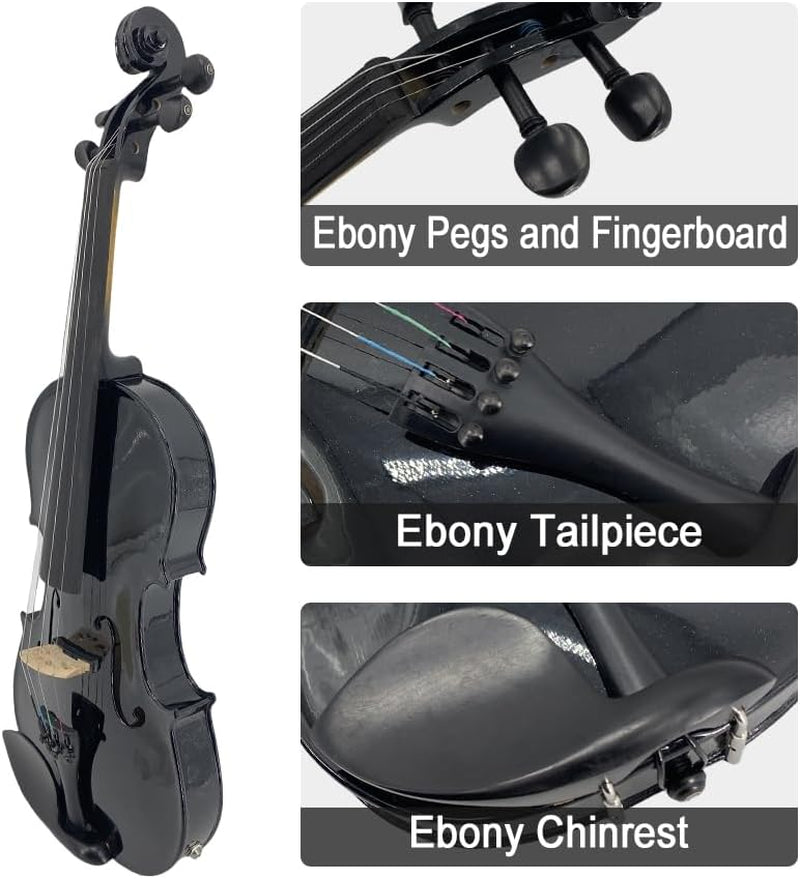 Acoustic Violin Electric Violin 4/4 Full Size Violin 4 String Maple Spruce for Student,Violin for Beginners Violin Case,Brazilwood Bow,Cable,Cleaning Cloth,Rosin