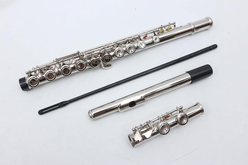 16 Hole C Flute with Gloves, Cleaning Rod, Case, Tuning Key and Extra Reeds - Nickel Silver Body, Closed Hole, for Student and Beginner