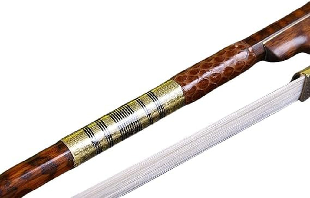 Violin Bow 4/4 Full Size Snakewood with Pearl Eye Natural Bow Hair Pernambuco Level, Stiff & Well Balanced,Violin Bow Full Size for Violinists & Fiddlers of All Skill Levels