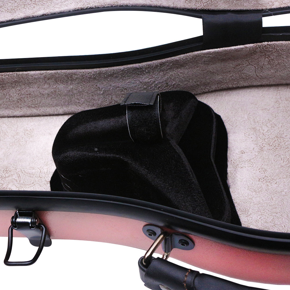 Violin Case 4/4 Hard Shell Carbon Fiber Lightweight Triangle Case with Backstraps External Accessory Storage Bag (Pink)