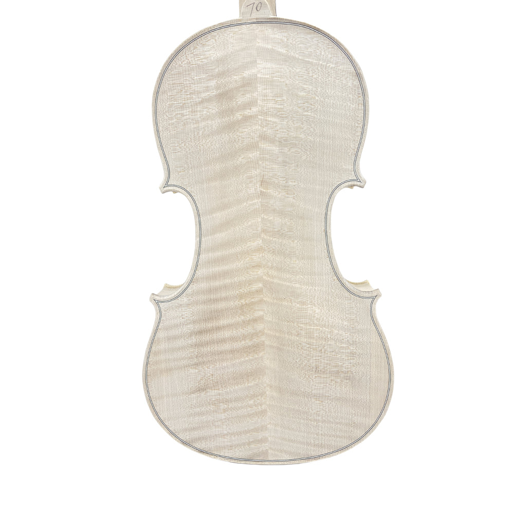 Handcrafted Unvarnished Violin - 4/4 Size, Two-Piece Flamed Back & Spruce Top, Air-Dried Wood, Made by Master Luthier, White Violin for Setup (Wide Grain)