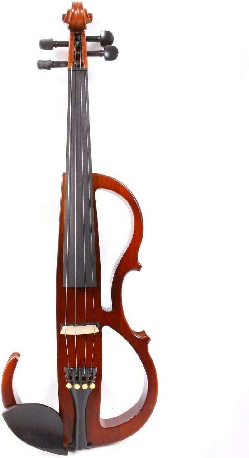 4/4 Electric Violin Silent Solid Wood Powerful Sound Support Headphone AMP Free Violin Case Bow Full Size Red