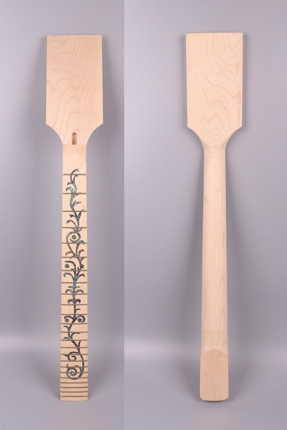 Electric Guitar Neck 24 Fret 25.5 Inch Maple Wood Tree of Vine Inlay Guitar Replacement Paddle Head DIY Guitar Necks Floyd Rose Locking Nut Style