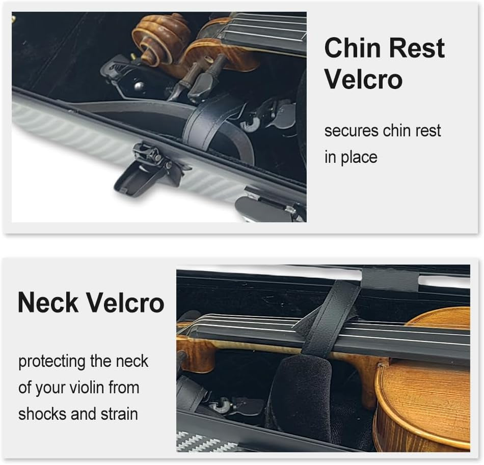 Carbon Fiber Viola Case for 15Inch to 16.5Inch with Adjustable Backstrap &Handle&Buckle Soft Interior and Hard Case for Beginner and Musicians