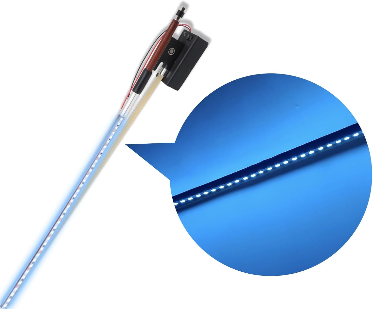 Brazilwood Violin Bow 4/4 Full Size with Blue LED Light Natural Mongolian Stallion Bow Hair Ebony Frog with Nice Pearl Inlay