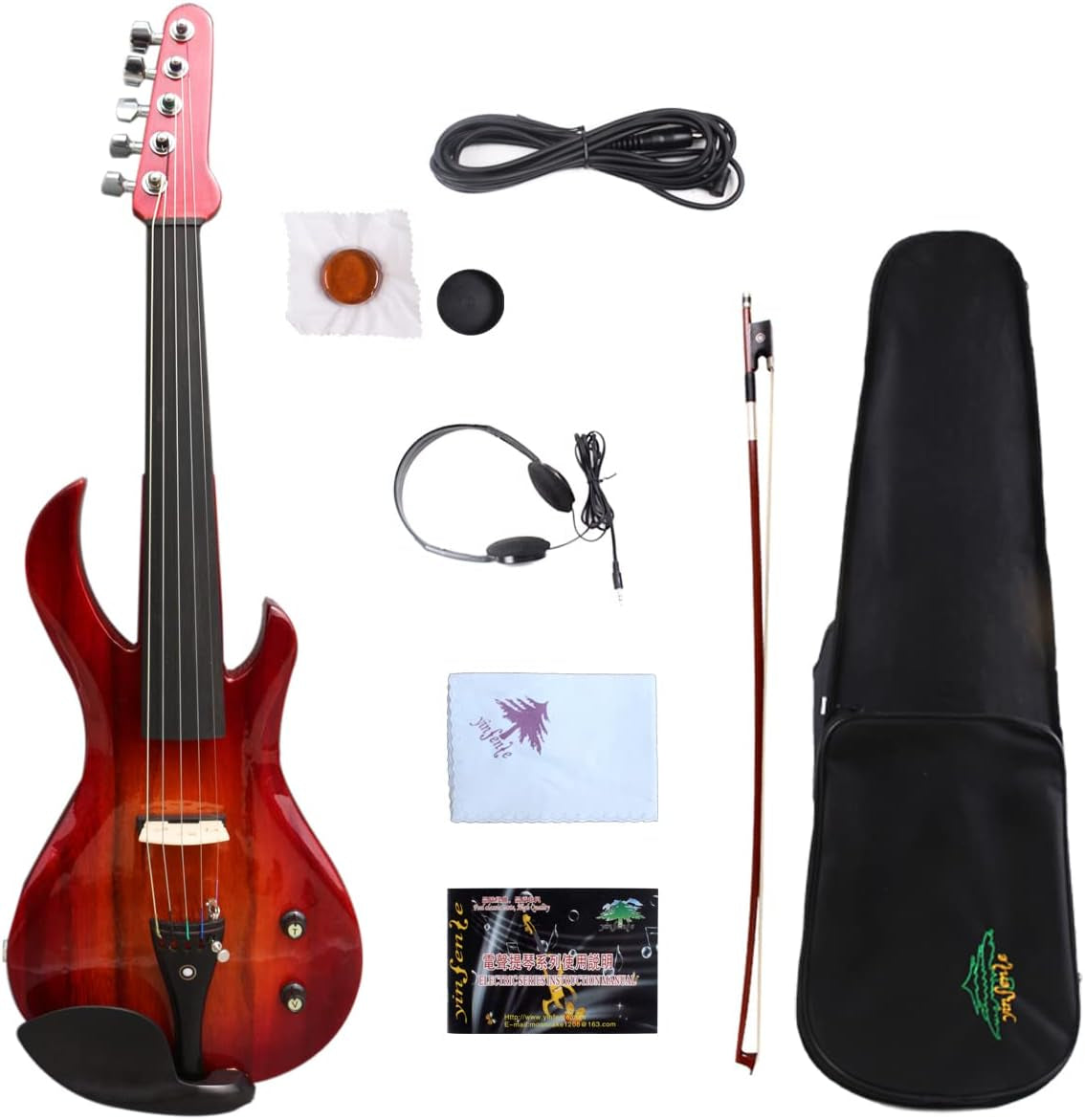 5String Violin 4/4 Electric Violin Guitar Shape Professional Solid Wood Violin with Ebony Fittings