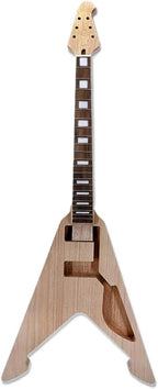 1Set Guitar Kit Guitar Neck 22Fret 24.75Inch Block Inlay Set in Heel DIY Guitar Body Replacement