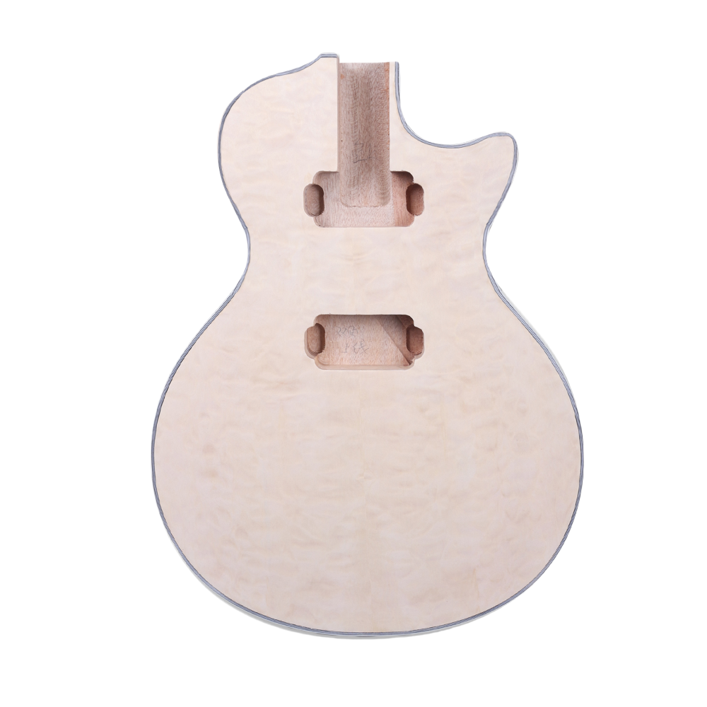 Electric Guitar Body Quilted Maple Water Ripple Veneer Mahogany Wood Set in Heel DIY Guitar Replacement