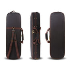 Canvas Violin Box 4/4 Full Size Wooden Oblong Violin Case with Durable Straps 2 Bow Holder Travel Violin Case Bag