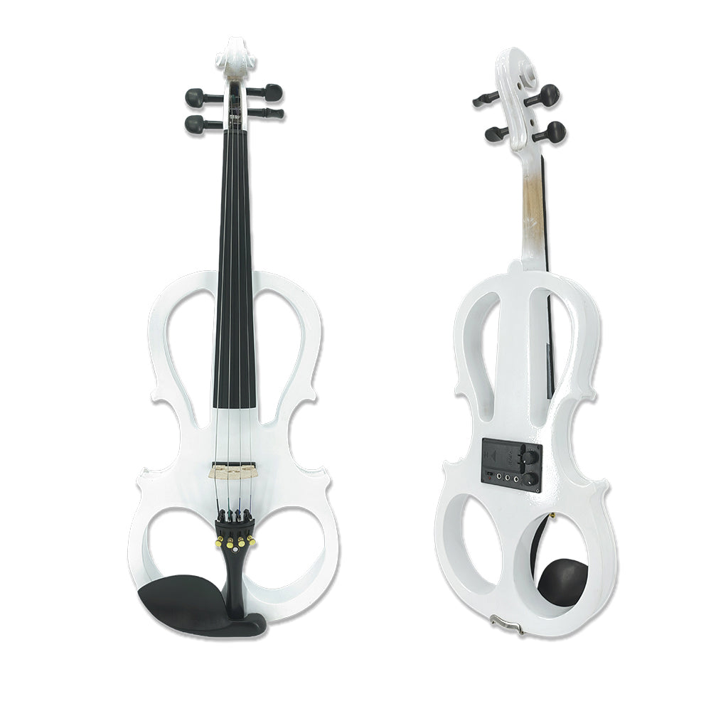 Yinfente Electric Viola White 16inch Solid Wood For Beginner,Adult,4 String Professional,Silent Electric Viola With Ebony Fittings