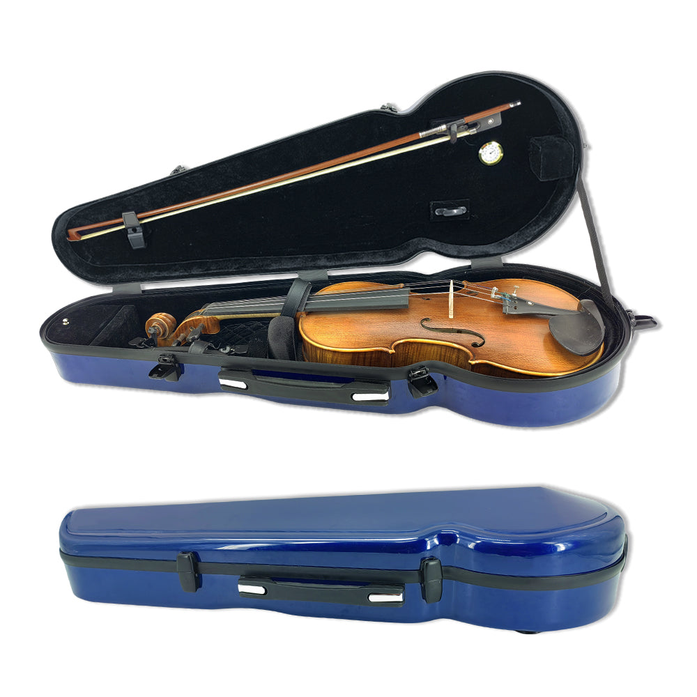 Viola Case 16 Inch, Carbon Fiber Hard Viola Case Backpack, Adjustable Neck Pad for Sizes 15-16.5 Inches, Thickened Lining, Built-In Hygrometer, with Sturdy Handle (Blue)