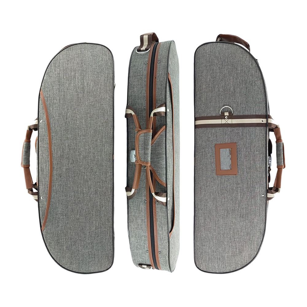 Violin Case 4/4 Full Size Nylon Oxford Lightweight Box Adjustable Shoulder Straps Travel Violin Case Bag (Grey)