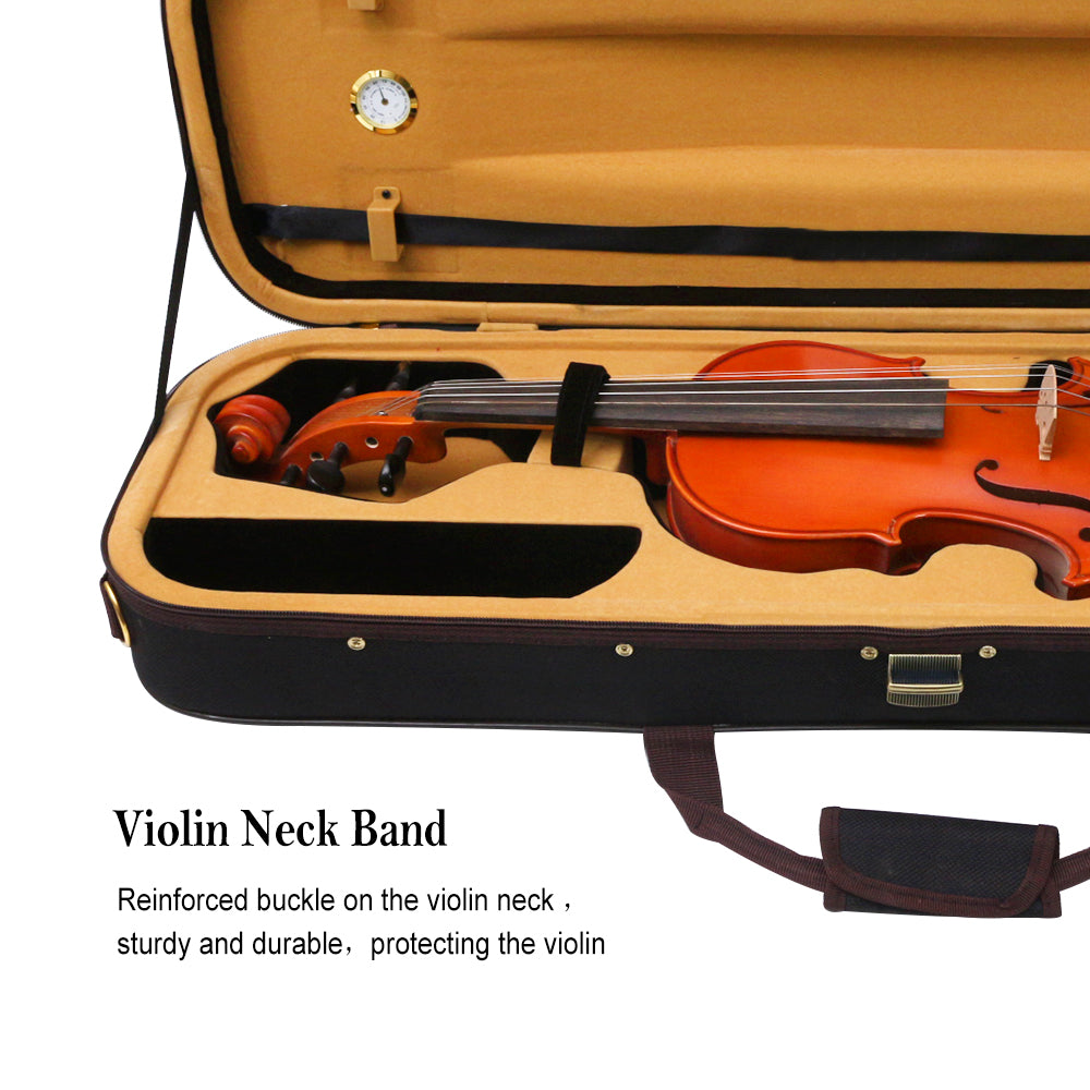 yinfente New Violin Case 4/4 Full Size Violin Box Wooden Oblong Cases for Violin Straps
