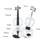 Yinfente Electric Viola White 16inch Solid Wood For Beginner,Adult,4 String Professional,Silent Electric Viola With Ebony Fittings