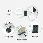 Yinfente Electric Viola White 16inch Solid Wood For Beginner,Adult,4 String Professional,Silent Electric Viola With Ebony Fittings