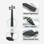 Yinfente Electric Viola White 16inch Solid Wood For Beginner,Adult,4 String Professional,Silent Electric Viola With Ebony Fittings