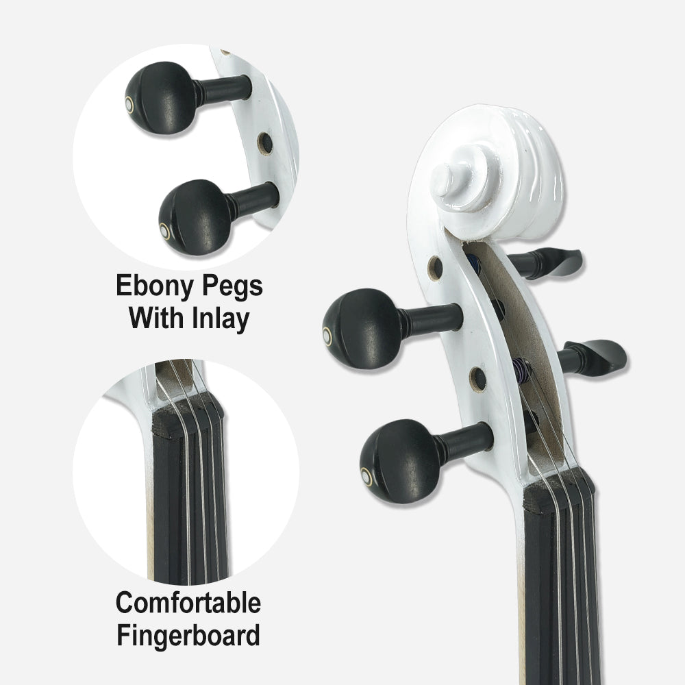 Yinfente Electric Viola White 16inch Solid Wood For Beginner,Adult,4 String Professional,Silent Electric Viola With Ebony Fittings