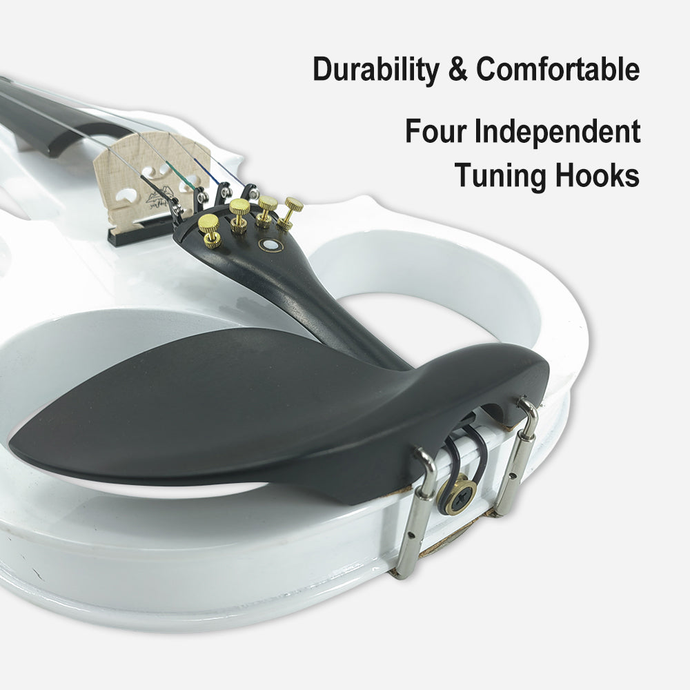 Yinfente Electric Viola White 16inch Solid Wood For Beginner,Adult,4 String Professional,Silent Electric Viola With Ebony Fittings