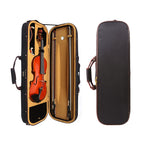 Canvas Violin Box 4/4 Full Size Wooden Oblong Violin Case with Durable Straps 2 Bow Holder Travel Violin Case Bag