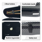 Viola Case 16 Inch Lightweight Carbon Fiber, Adjustable Velcro Neck Pad Suitable for Sizes 15-16.5 Inches, Thickened Lining, Built-In Hygrometer, Sturdy Handle,With Backstraps (Black)
